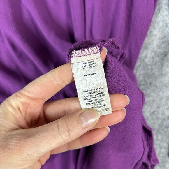 Soft Surroundings Tunic Top Womens 1X Bell Sleeve Tiered Flowy Purple Blouse - Picture 7 of 8